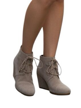 Toms Kala Wedge Ankle Boots sz 8W - desert taupe
